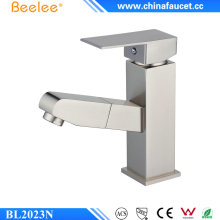 Beeleee Modern Brushed Nickel Bathroom Pull out Basin Faucet